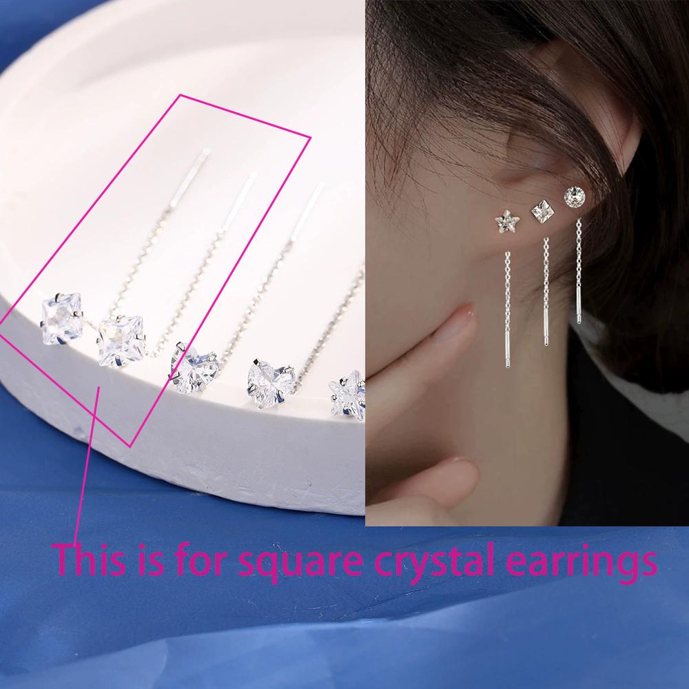 925 Silver Star Earring for Women Girl Simple Tassels Chain Fashion Office Jewelry Gift