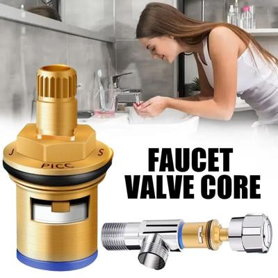 Brass Material Faucet Valve Core Threaded Design Hot and Cold Faucet Cartridge Copper Construction Durable Faucet Inner Valve