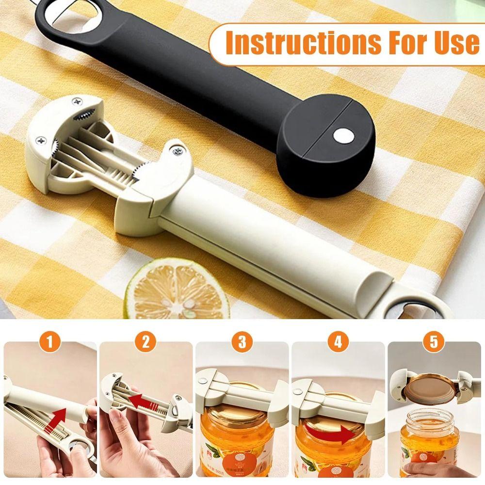 Thickened Handle Telescopic Cap Opener Stainless Steel Jar Lid Gripper  Kitchen Tools