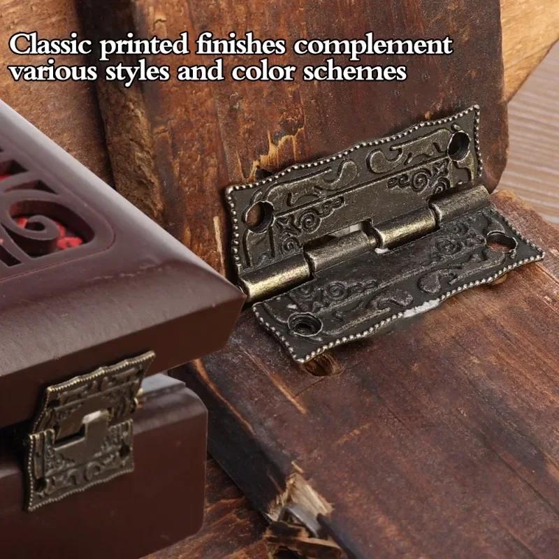 20/1Sets Antique Bronze Hinges Vintage Cupboard Cabinet Fitting with Screws Jewelry Boxes Wooden Case Hinge Furniture Hardware