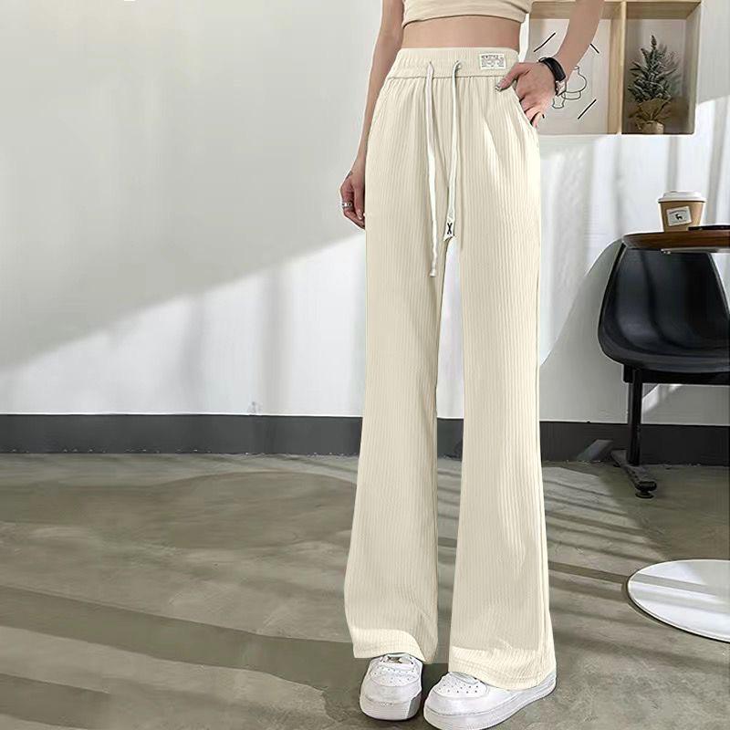 

Women s High-Waisted Ice Silk Wide-Leg Pants – Lightweight, Loose, and Slimming for Summer 3XL абрикосовый