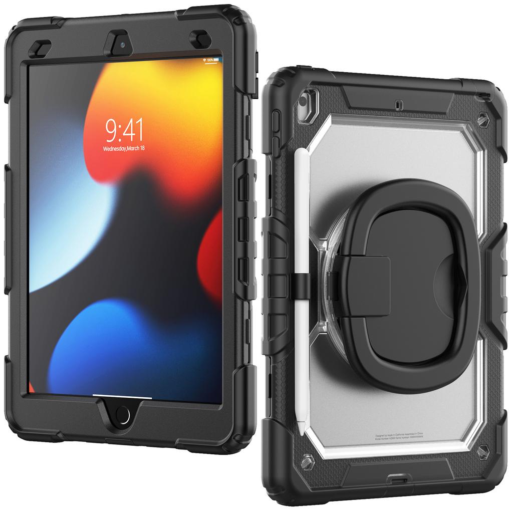 For iPad 10.2 (2021)/(2019)/(2020) Case Ring Kickstand PC+Silicone Shockproof Tablet Cover