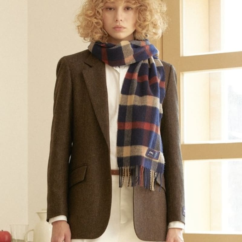 ABRAHAM MOON Merino Wool Muffler 25cm - Blythe Navy Rust