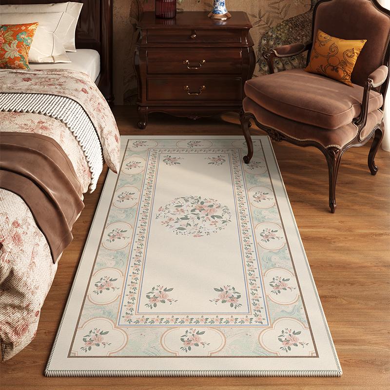 

Декор спальни во французском стиле Овальный ковер Ковры класса люкс для гостиной Моющийся прикроватный мягкий коврик для пола Противоскользящий коврик для гостиной 80*120cm