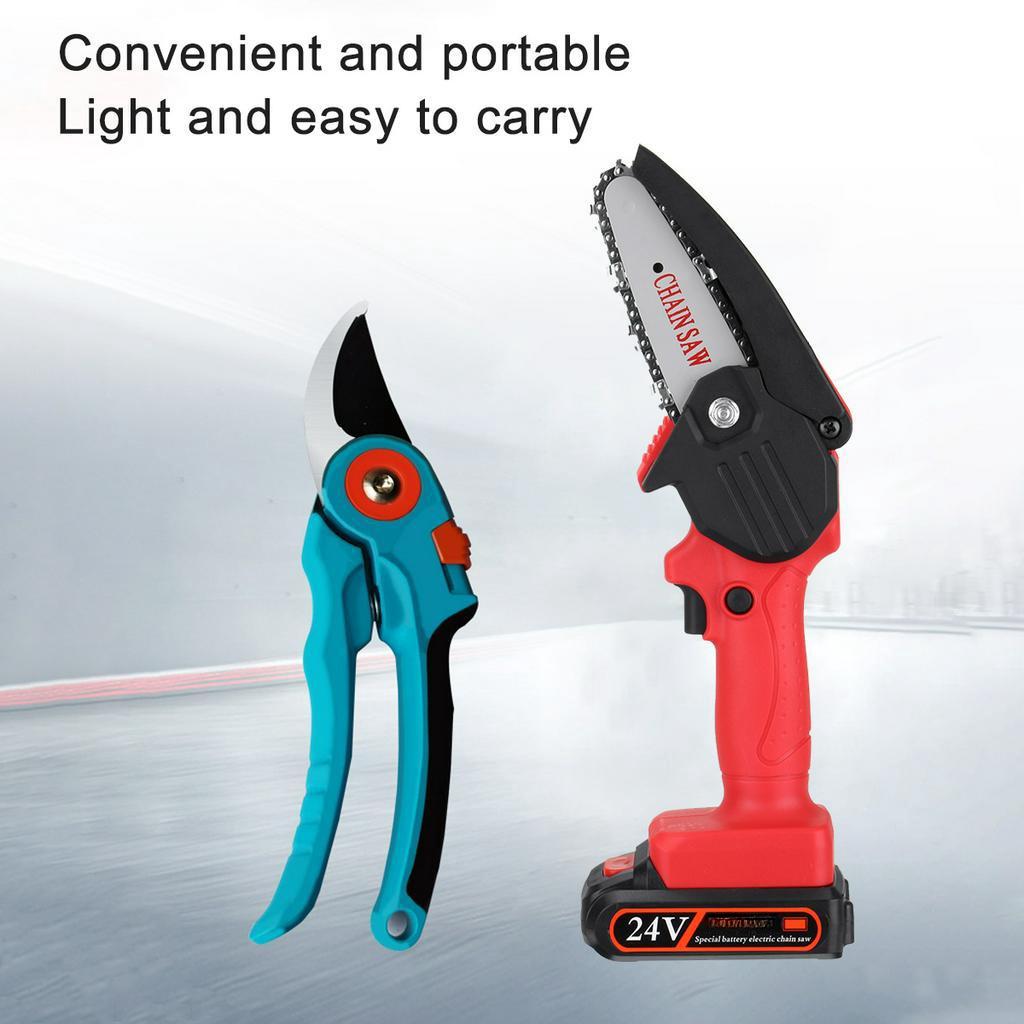 24V Mini Electric Chainsaw Portable Cordless Chainsaw Wood Cutters for Woodworking Garden Tools Rechargeable Battery Chain Saws