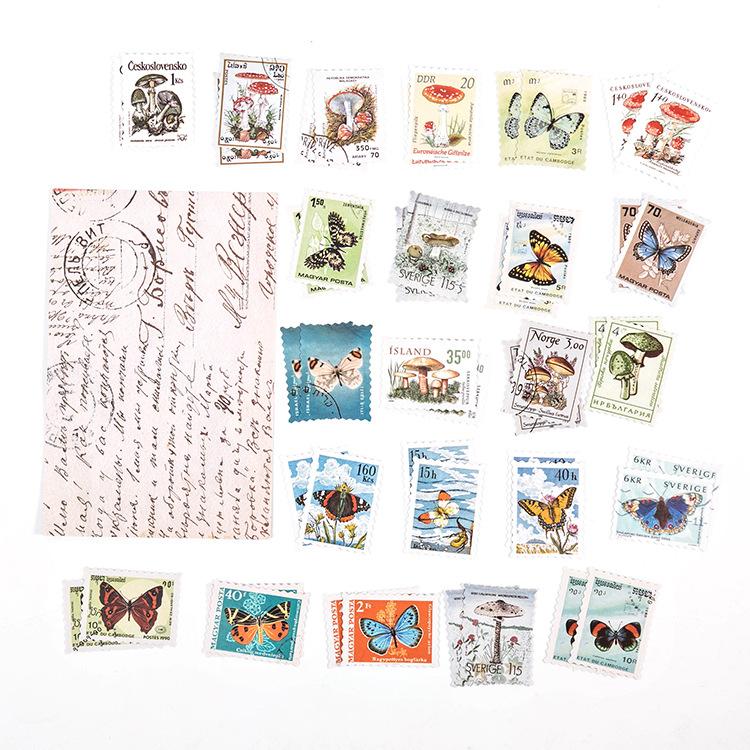 46 pcs Vintage stamp style Stickers pack Decorative Hand Account Diary Album handmade Diy Scrapbooking accessories