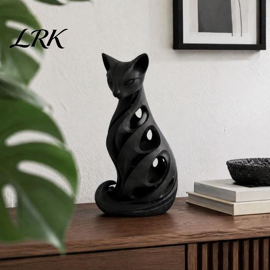 Abstrakte Katzenfigur für Regale 3D-gedruckte Spiralfigur, Hohlskulptur, Modernes Handwerk Geschenk Kollegen Schreibtischregal, Minimalistische Kunst Home Office