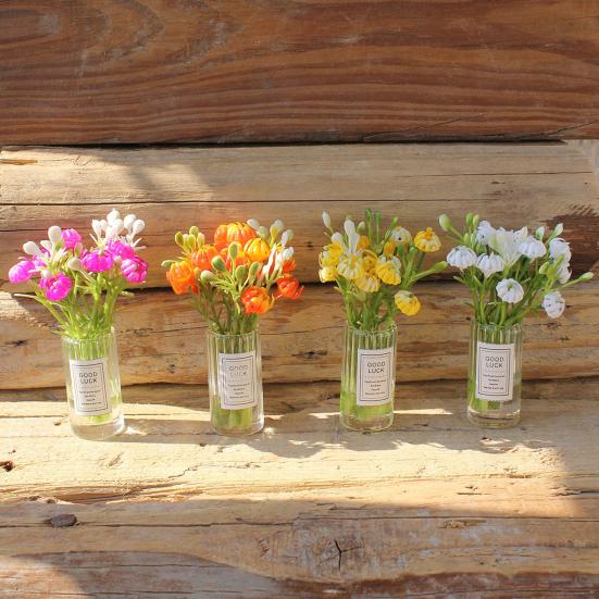 Miniature Flower Vase for Dollhouse, Mini Floral Vase Figurine, Tiny Clear Plants Vase Model, 1/12 Scale Dollhouse Decor Accessories