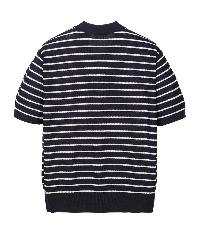 IL CORSO Saint Stripe Short Sleeve Knit Navy Iesw5E401N2