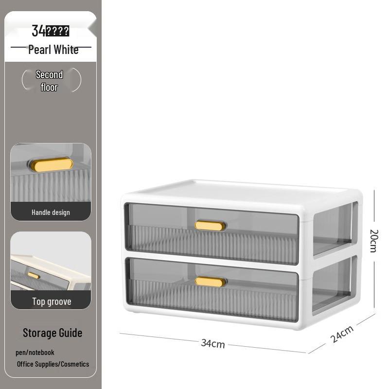 Transparent Large Capacity Cosmetic Storage Box with Drawers for Makeup, Jewelry, and Masks