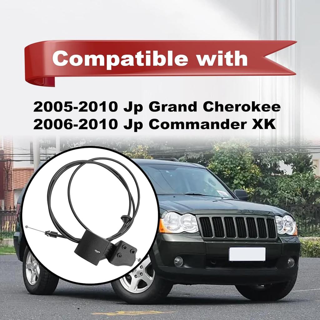 Hood Release Cable with Handle Compatible with 2005-2010 Jeep Grand Cherokee 2006-2010 Commander Replaces 55394495AB 55394495AA 55394495AC 55394495AD