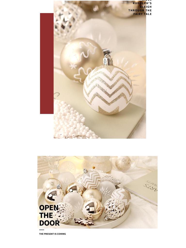 Champagne Gold & White Christmas Ball Set: Tree & Party Decorations.