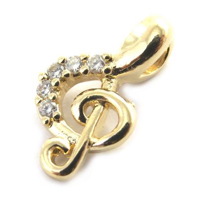 [M8754] - Pingente 'Chave de Sol' banhado a ouro branco