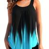 Costume da bagno due pezzi Tankini e Pantaloncini con Stampa Sfumata Nero e Blu da Donna