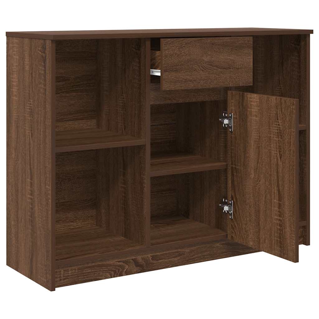 Sideboard with Drawer Brown Oak Effect 101 X 35 X 76 Cm
