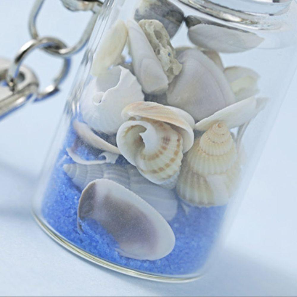 Sea Sand Drifting Bottle Keychain with Cork Beach Style Keychain  Fun Decorative