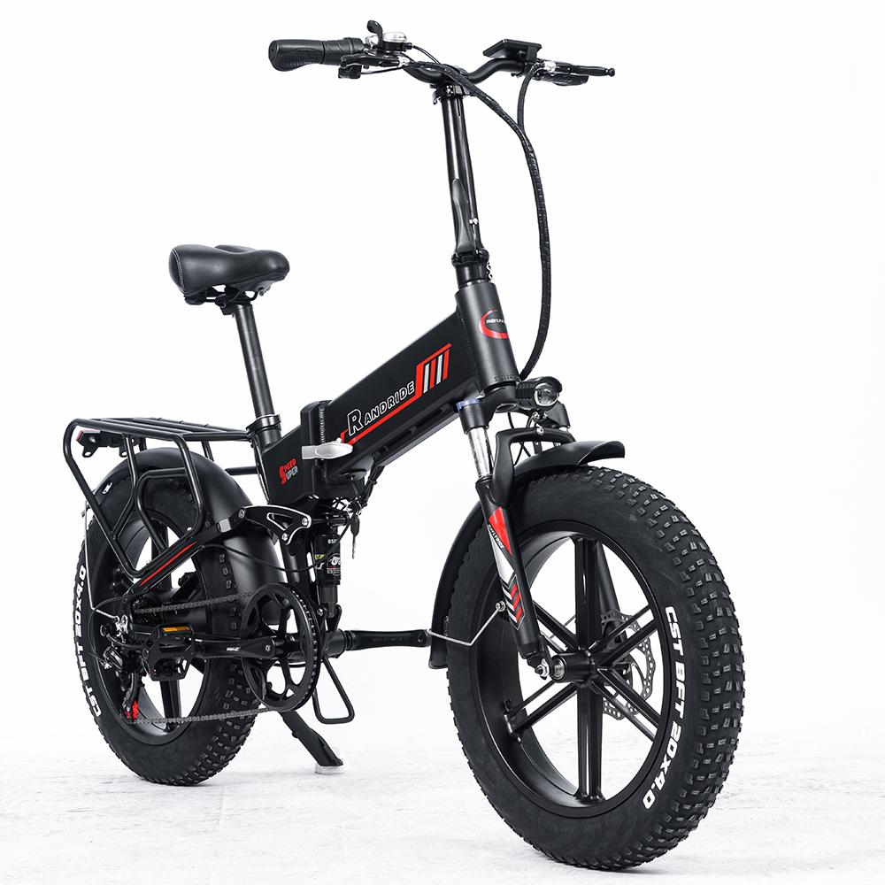 RANDRIDE Bicicletă electrică pliabilă 20*4.0 anvelope late Frâne pe disc duble Bicicletă electrică motor 1000W Suspensie completă bicicletă electrică YX20M