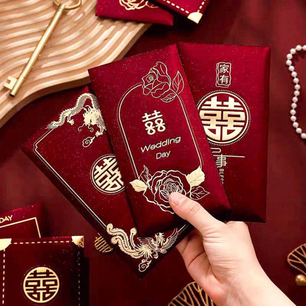 6pcs Blessing Wedding Money Pocket Traditional Lucky Money Packets Graduation