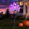 Green Ghost Lanterns for Yard Halloween Swaying Outdoor Decorations, Solar Powered Stake Light, 6 LEDs Holiday Atmosphere Lighting Pathway Lights,