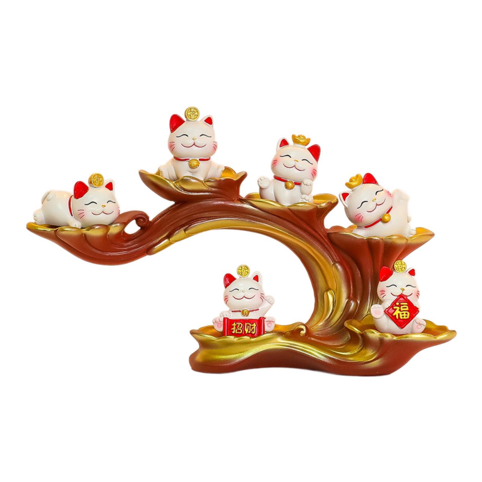 Fortune Figurine Resin Kitty Sculpture Business Opening Lucky Cat Statue