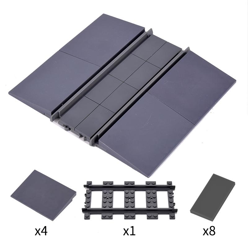 City Trains Flexible Tracks Forked Straight Curved Soft Rails Track Switch Building Block Bricks Kids Diy Technical Creative Toy