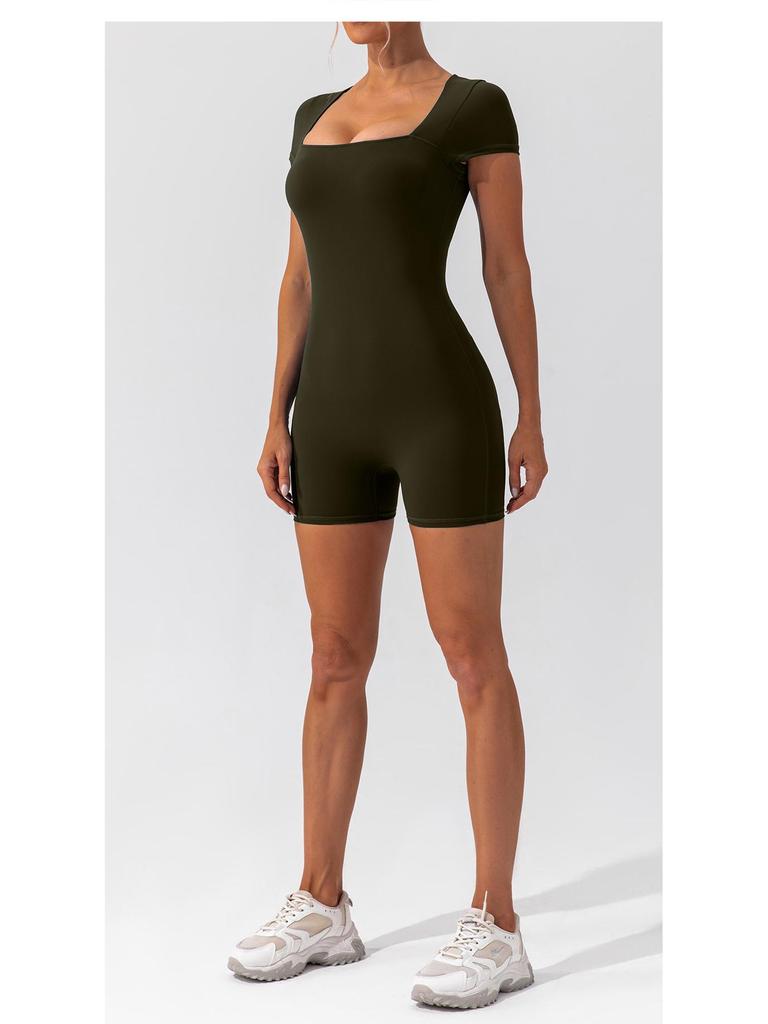 Salopetă cu mânecă scurtă Lulu Nude pentru yoga - Stil european și american