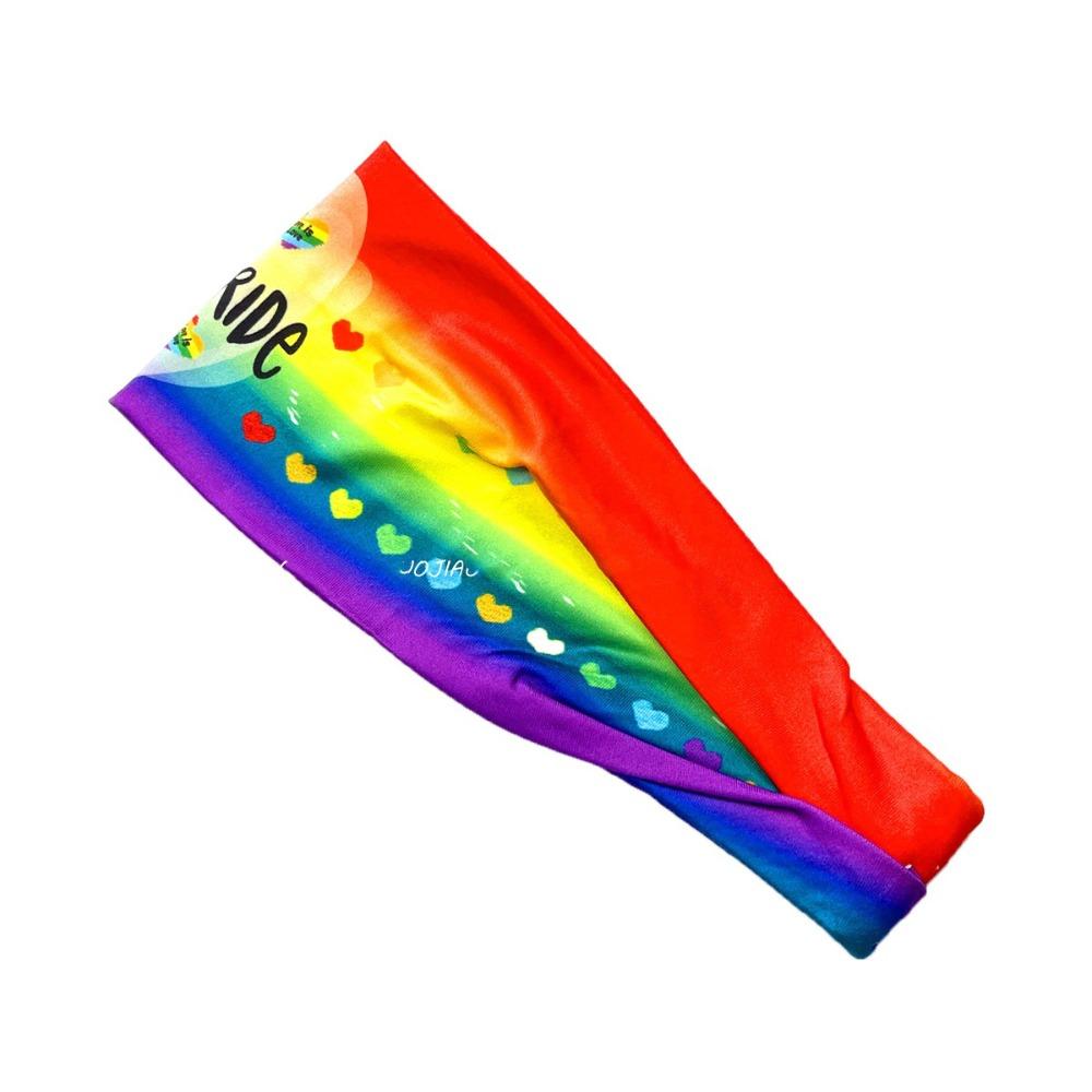 Parade Rainbow Headband Soft Sports Hairband Fashion Rainbow Elastic Headband  Women