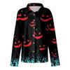 Damen Hemd Bluse Halloween Print Knopf Langarm Lässig Basic Hemdkragen Regulär Top