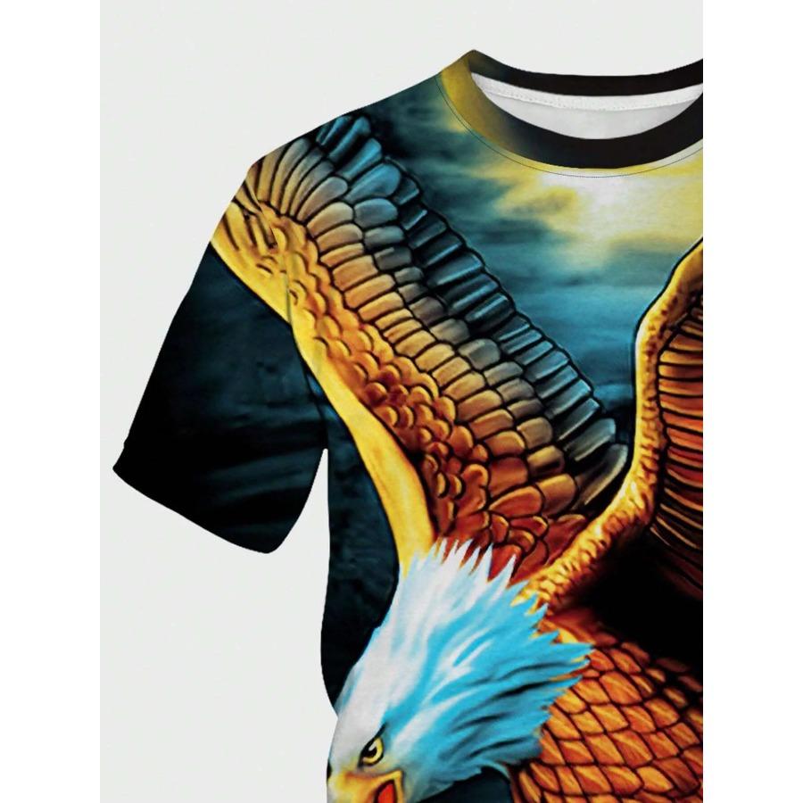 Men's T Shirts Vintage Animal Eagle 3d Printed Casual Short Sleeve Tee Shirt Fashion Outfits Streetwear O Neck Oversized Tops