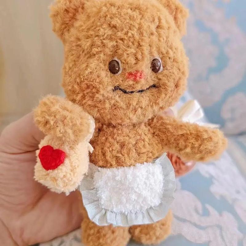 Cute Kawali Cartoon Butter Bear Plush Doll Pendant Keychain Bag Car Key Accessories Couple Girlfriend Birthday Toys For Girls