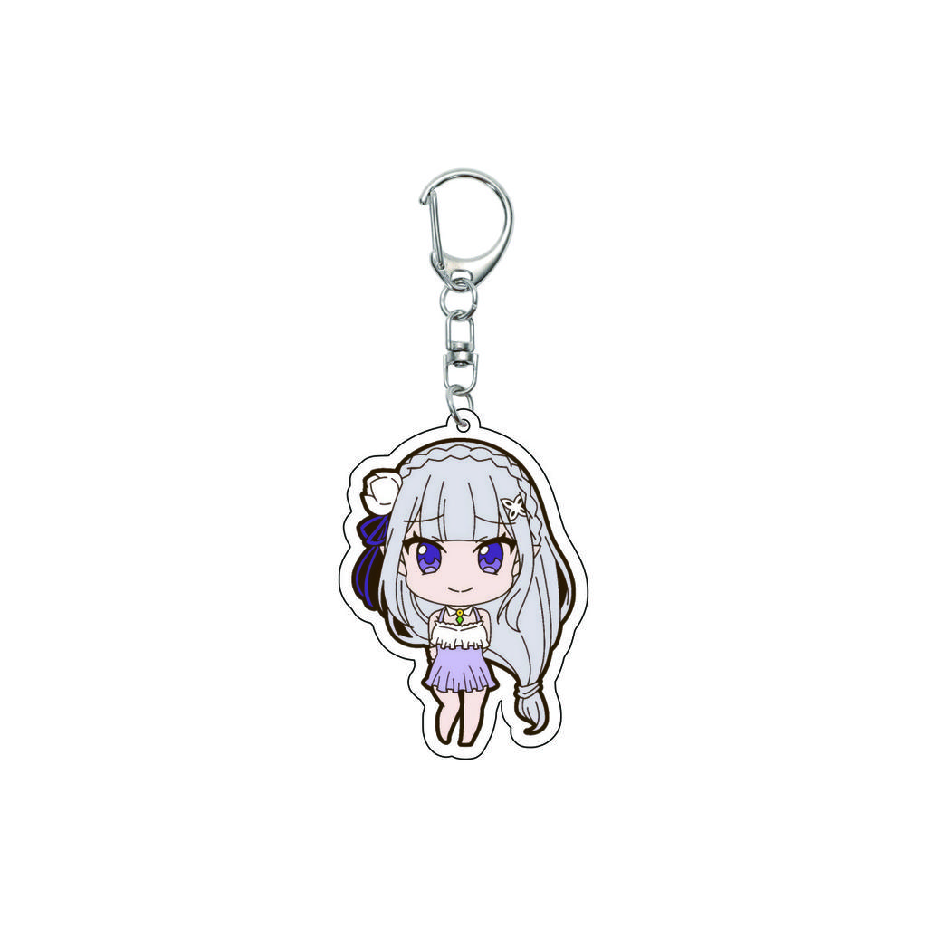 55MM Anime Re:ZERO - Iniziare la Vita in un Altro Mondo Portachiavi Natsuki Subaru Emilia Portachiavi Piastra Modello Acrilica Regali di Natale