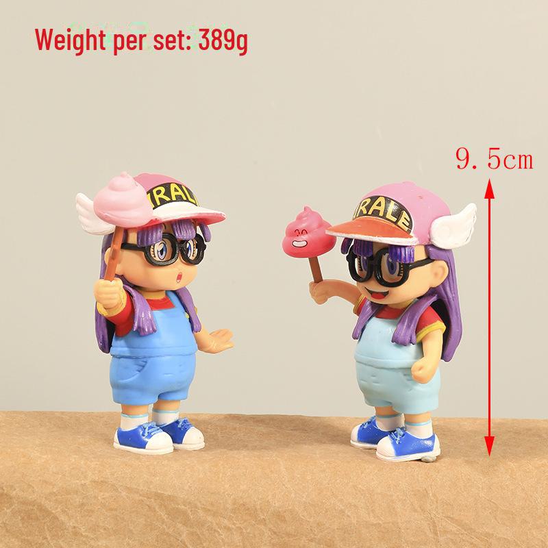 Set of 6 Arale Anime Figures: Dr. Pancake, Robot Doll, Xiaoyun, and Xiaoyu. Perfect for gifts!