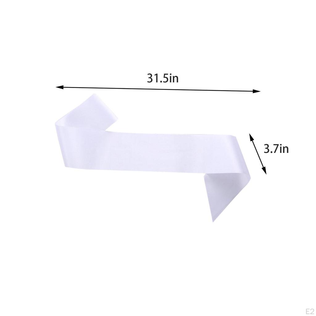 16 Pieces White Sash Blank Satin Glossy Etiquette Shoulder Strap Plain Party Decorations