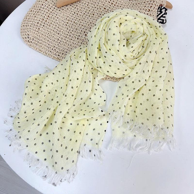 Spring and Summer 100% Linen Polka Dot Lightweight Breathable Sunscreen Scarf Shawl