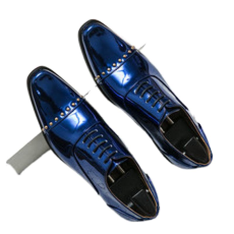 Korean Version of Fashion Casual Pointed Leather Shoes Four Seasons Solid Color Men's Glossy Feet Stylist Wearing Trendy Shoes