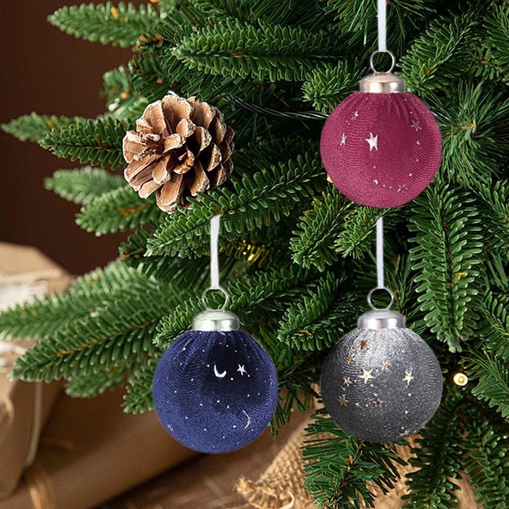 12Pcs/set Creative Velvet Christmas Ball Ornaments 6cm Shatterproof Flocking Christmas Ball Shiny Durable