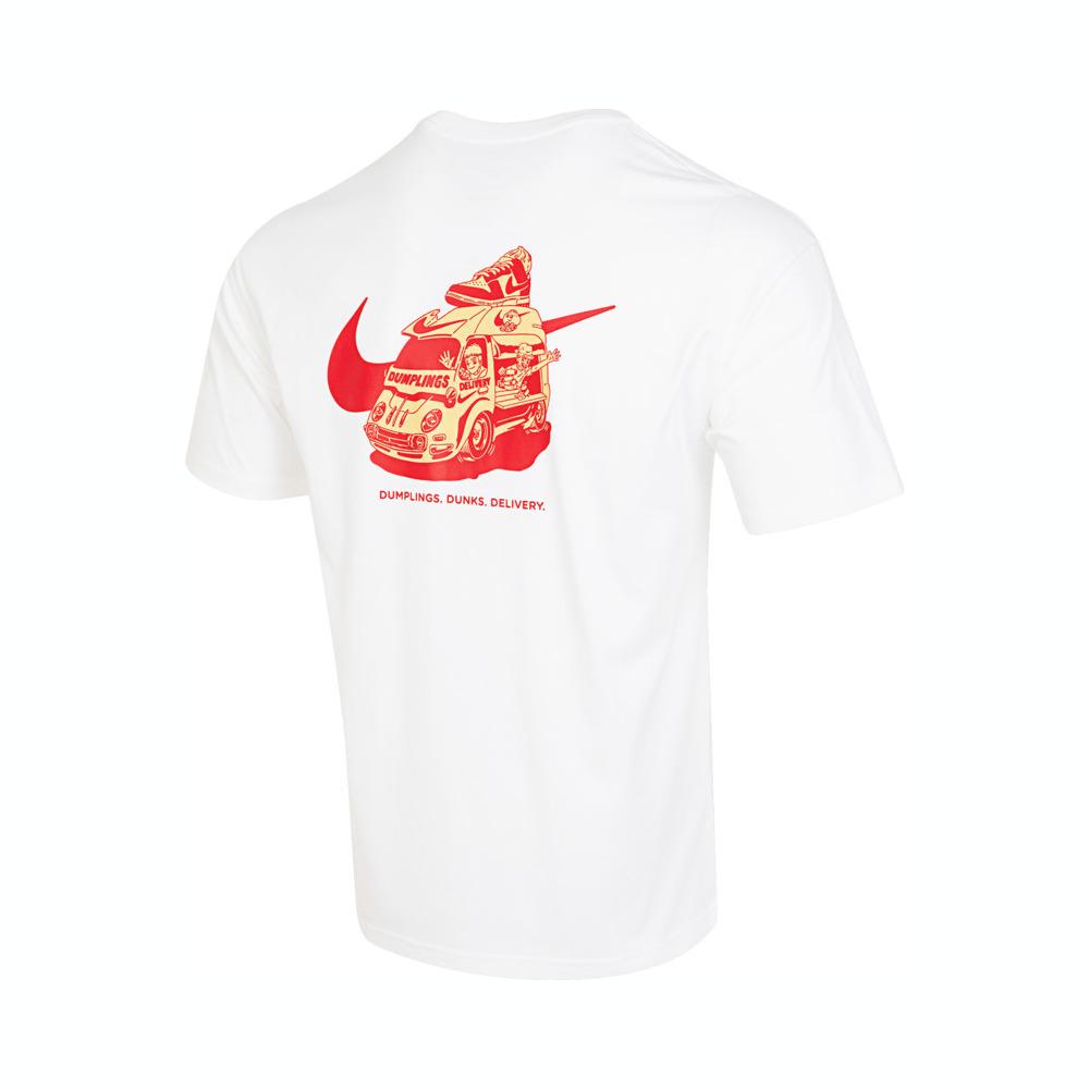 Nike Logo Print Round Neck Short Sleeve Fitness Training T-Shirt with Drop Shoulders in Vintage American Style Men Tops White FB9806-100