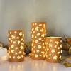 Glass LED Electronic Light Engraved Real Glass Cup LED Flickering Candle For Home And Holiday Decoration