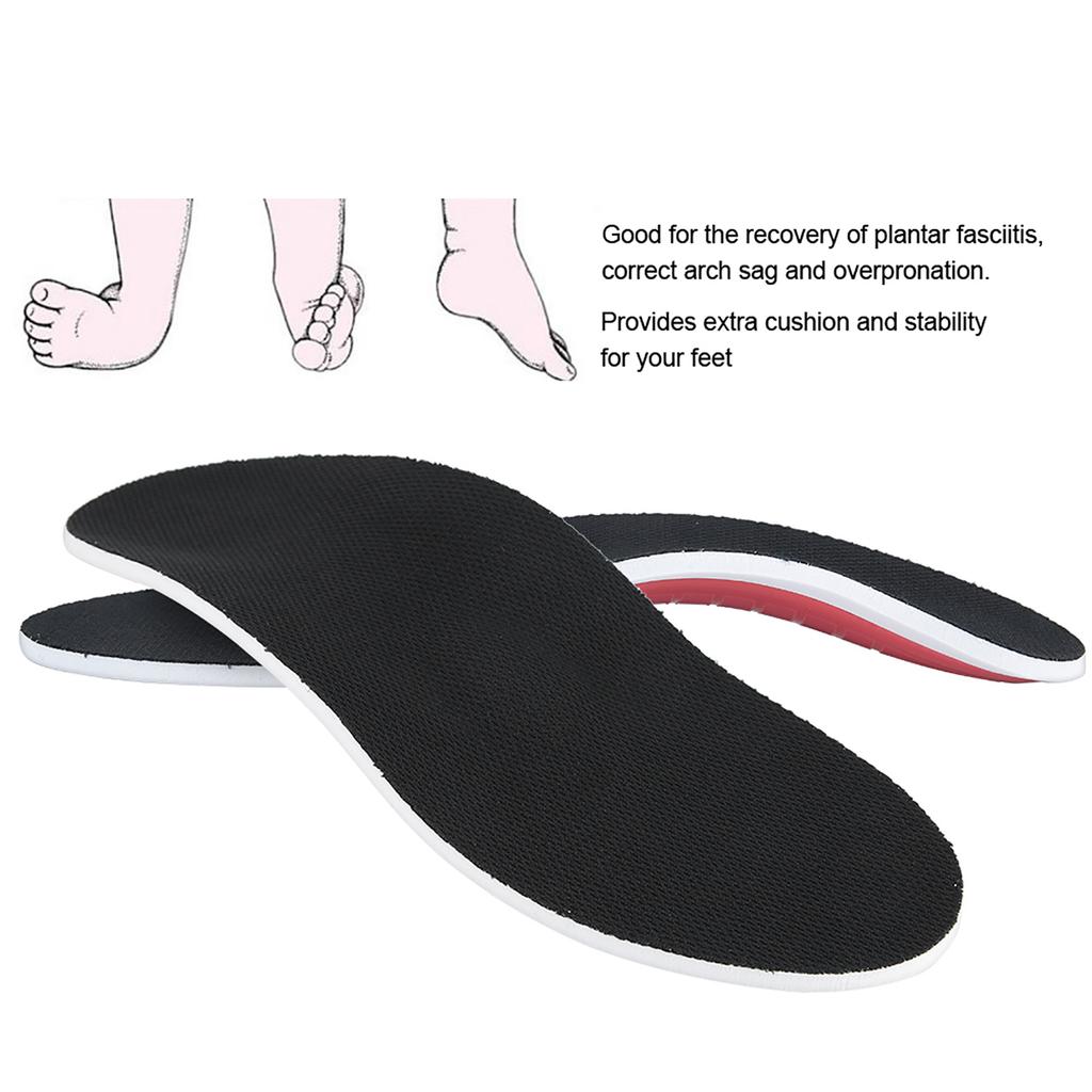 Unisex Flatfoot Orthotic Insole Arch Support Plantar Fasciitis Pain Relief Correction Foot Pad(Red BottomBlack L: 4146)