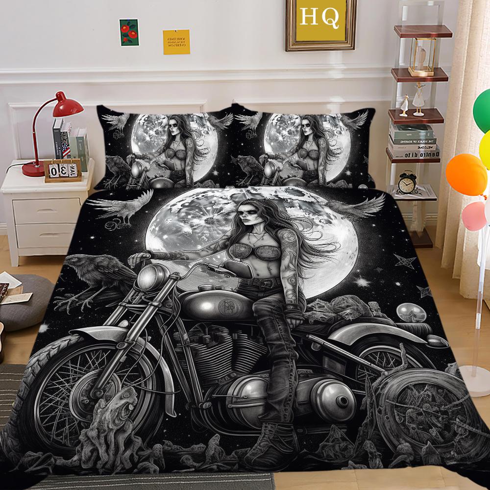 Beauty Skull Printed Comforter Cover Set Full Size Microfiber Home Textiles High Quality Luxury Bedspreads