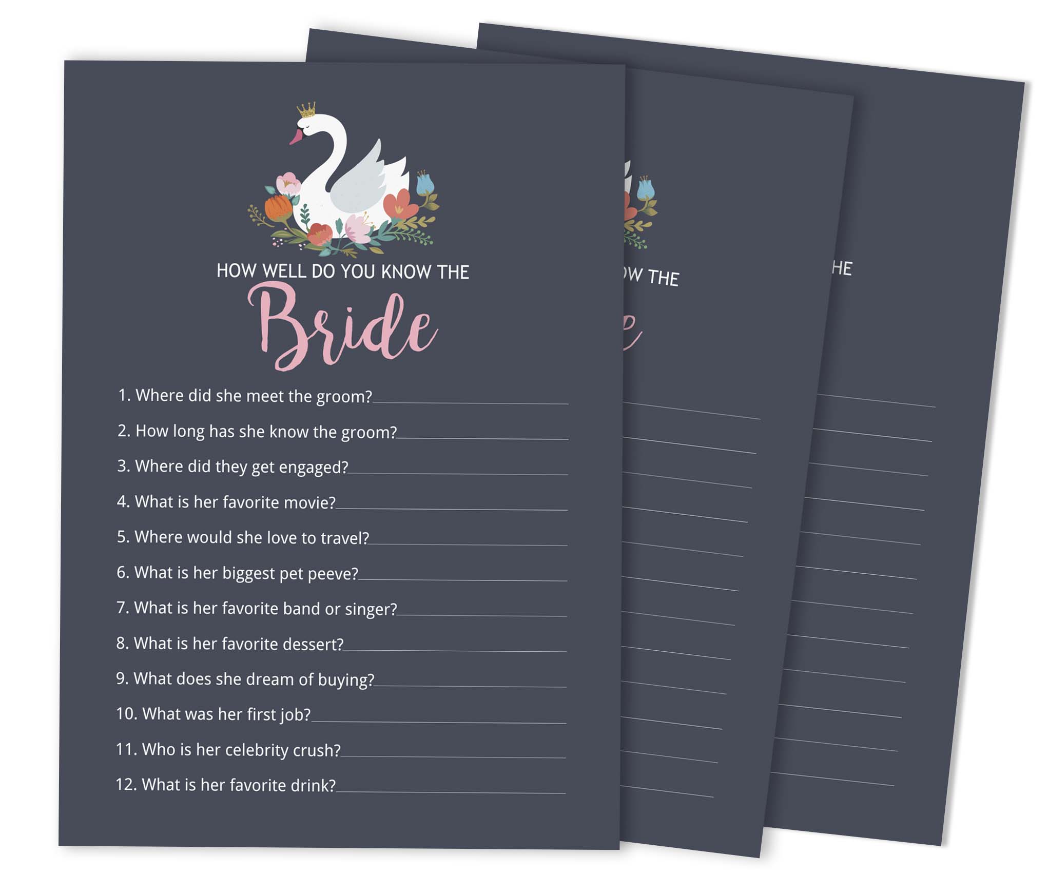 

Inkdotpot 50A SwanA BingoA GameA CardsA For Bridal Wedding Show Girl Girls Party Масовий порожній квадрат Заповнити подарунок 5 x 7 Inches синій