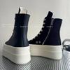 Fashion Women Punk High Top Sneakers Canvas Platform Heels Designer Elevator Shoes Lace Up Zip High Street Autumn Flats Black Boots