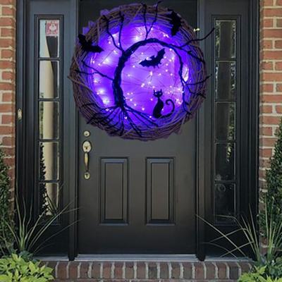 Halloween Kranz für Tür Gruselig Licht up Hängen Spooky Veranda Kreative Girlande