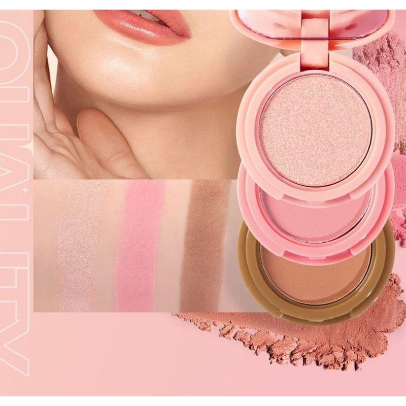 HANDAIYAN - 3 In 1 Highlight Blush Contour Palette - 3 Types