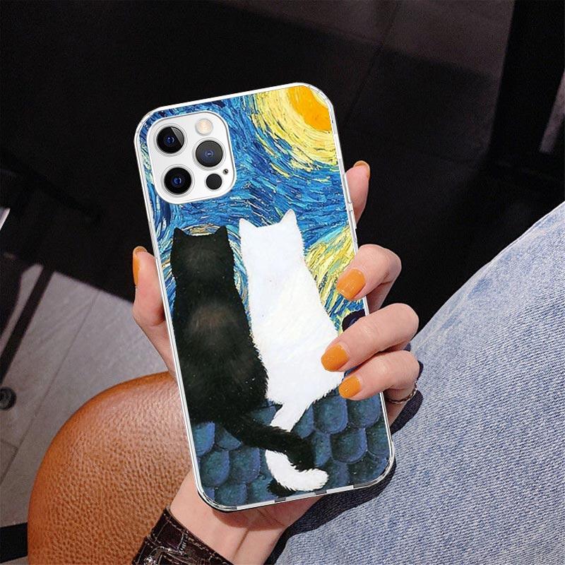 Black Cat Cartoon Cute Phone Case For iPhone 17 Air 16 Pro Max 16E 15 + 14 Plus 11 12 13 Mini 7 8 SE Gift Print Cover Fundas 17