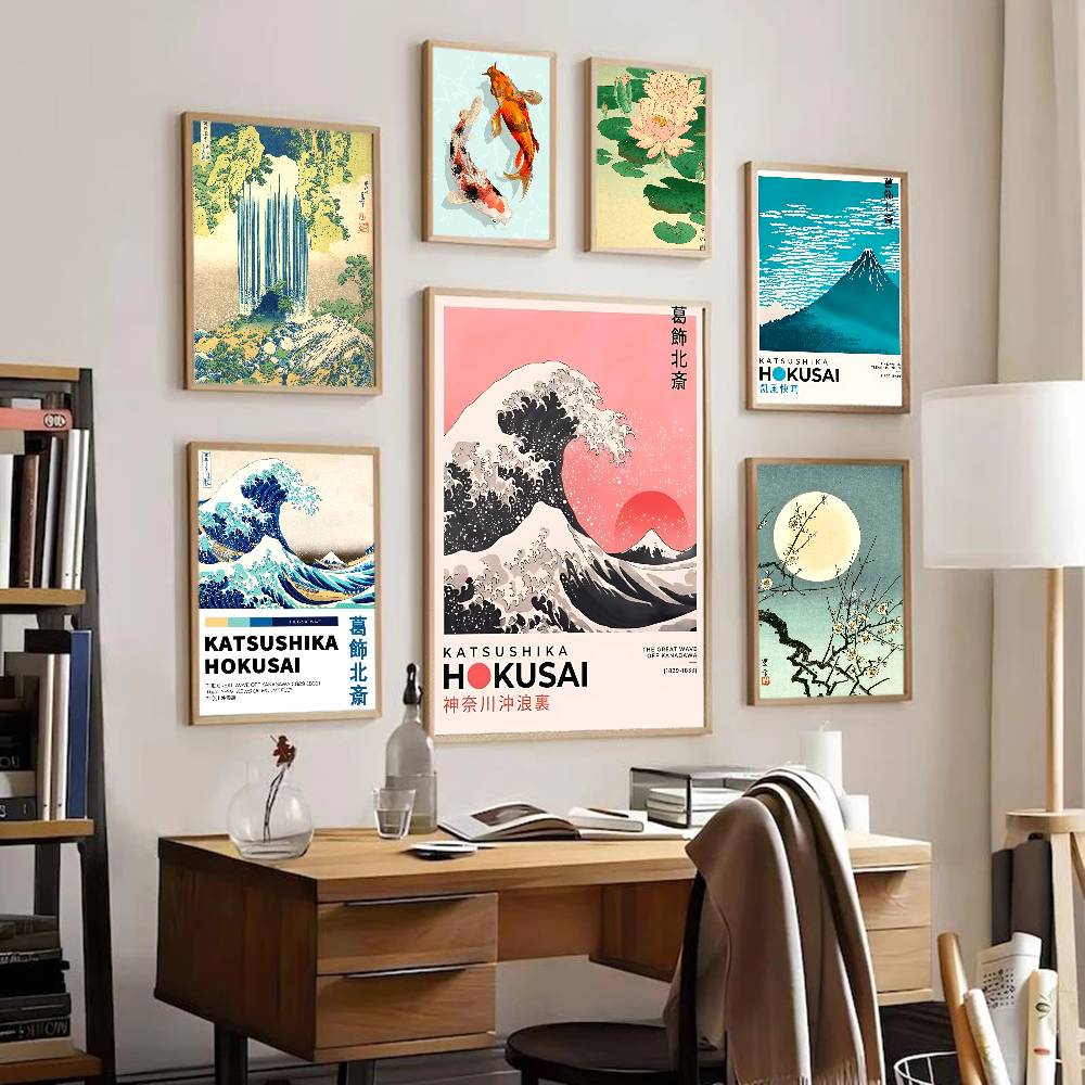 Hokusai Ohara Koson Japanese Art Whitepaper Poster Waterproof Paper Sticker Coffee House Bar Aesthetic Art Wall Painting