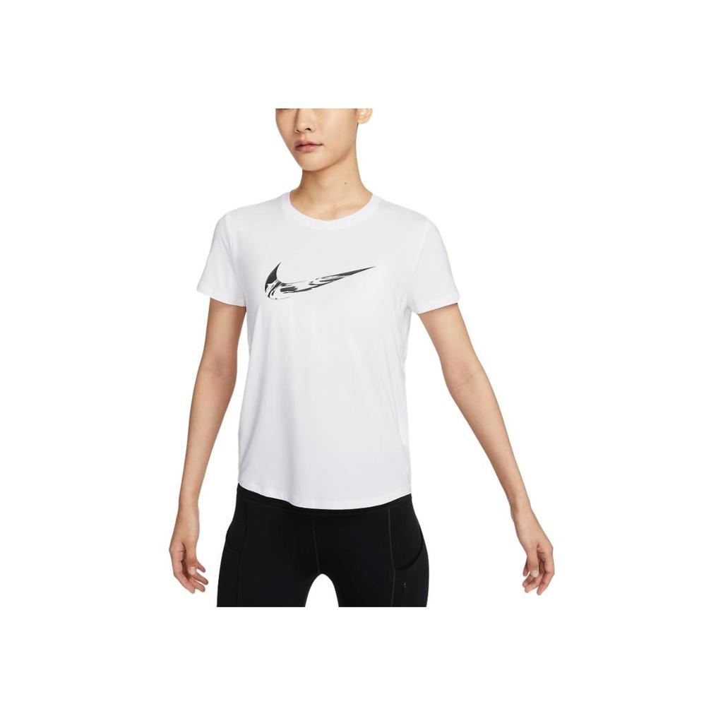 Nike Dri-Fit Swoosh Logo Outdoor Casual Sports Short Sleeve T-Shirt Women T-Shirt White FV6374-100