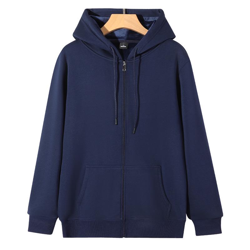 

Unisex Autumn/Winter Thick Velvet Hooded Zip-Up Cardigan Sweatshirt - Casual Versatile 420G Jacket L