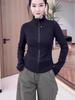 Solid Color Warm Fleece Stand Collar Jacket with Double Zipper and Slim Waist