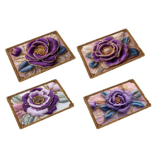 Floor Mat Non-Slip Rubber Backing Absorbent Quick-Drying Bath Rug Retro Style 3D Flower Pattern Kitchen Shower